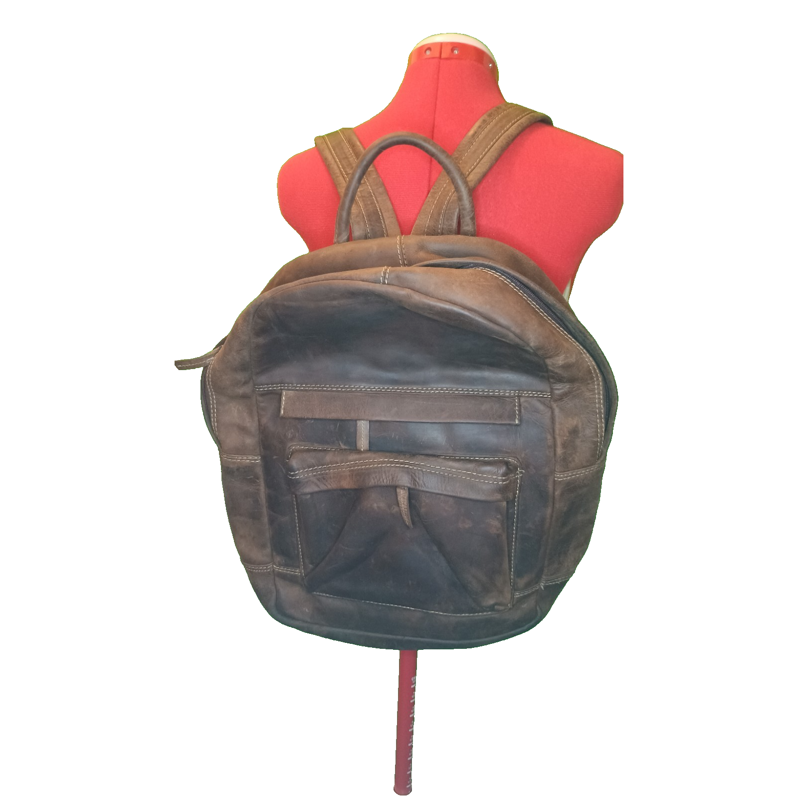 Vera Pelle Genuine Italian Leather Full Sized Backpack - Preowned - Brown